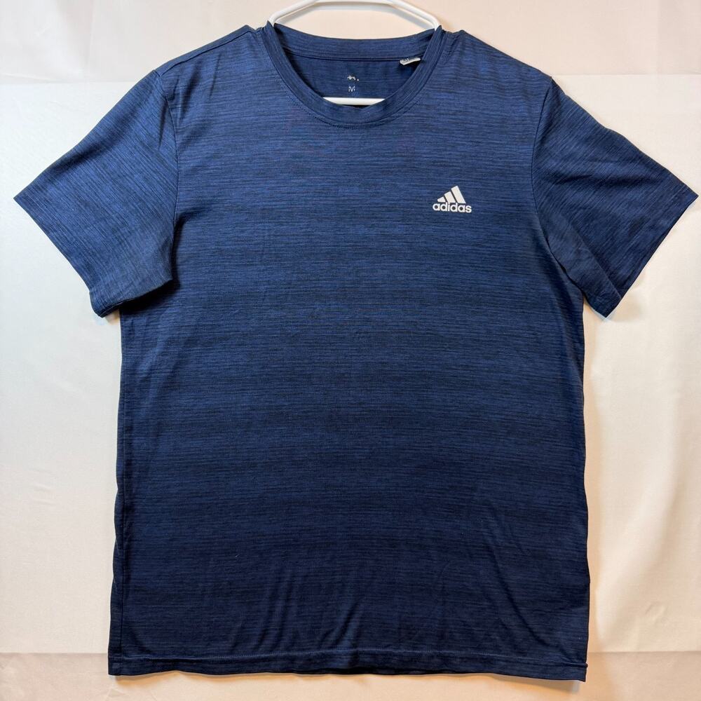 Adidas Men's Heathered Blue Athletic Performance Short Sleeve Shirt Size Medium